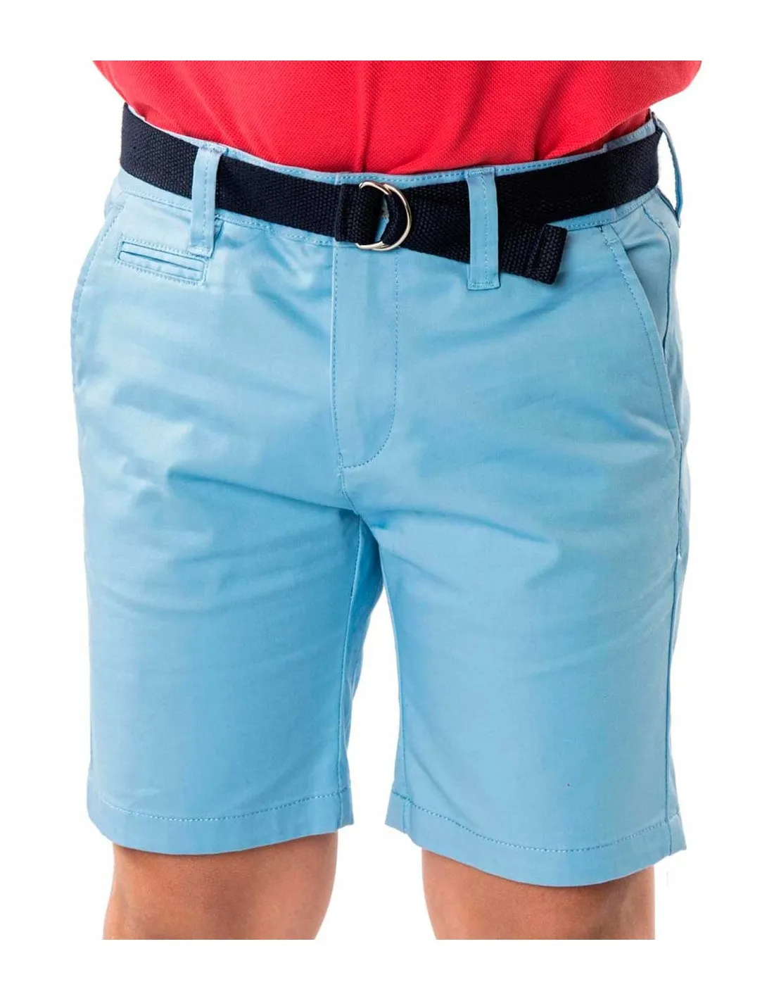 Bermuda Niño Azul Celeste con Cinturón de Spagnolo
