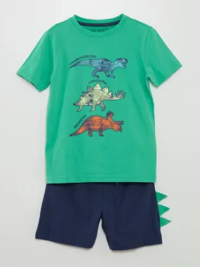 Conjunto de pijama corto 'Dinosaurios' - 2 piezas - VERDE