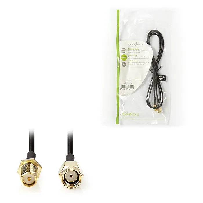 NEDIS CSGP02210BK10 CABLE DE ANTENA SMA MACHO (POLARIDAD INVERSA)  SMA HEMBRA (REVERSA
