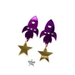 Pendientes Cohete Morado Star